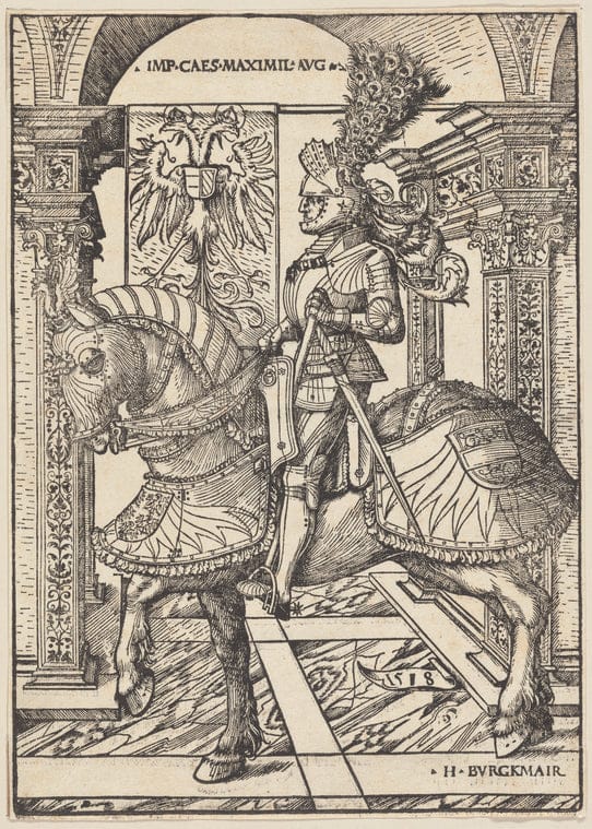 Art Print : Emperor Maximilian I on Horseback, 1518 - Vintage Wall Art