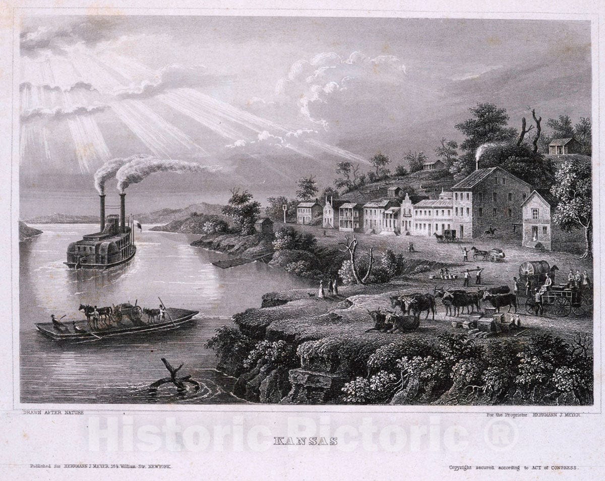 Art Print : 1855, Kansas [City.] - Vintage Wall Art