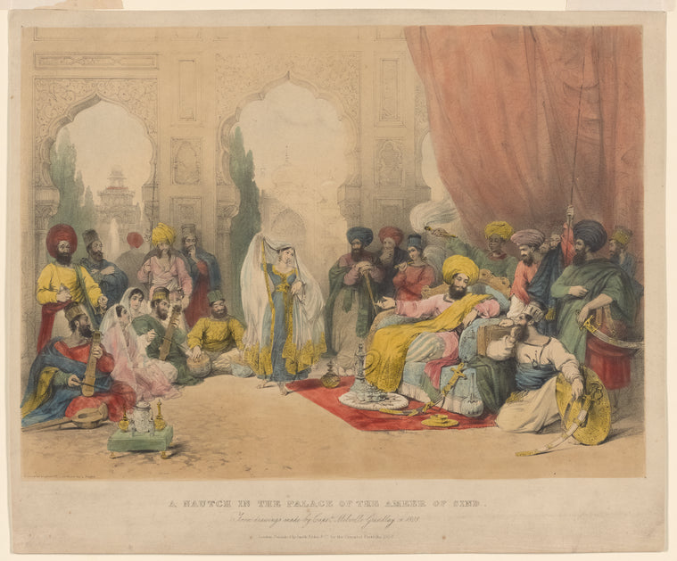 Art Print : A Nautch in The Palace of The Ameer of Sind, 1806 - Vintage Wall Art