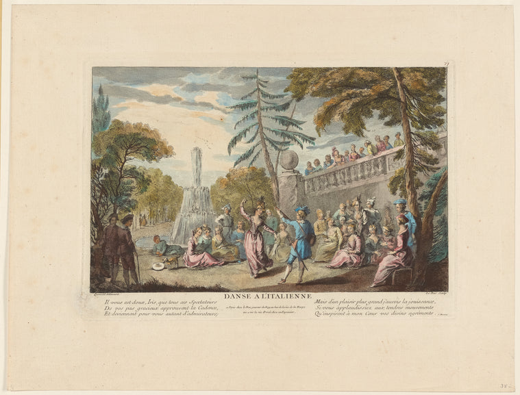 Art Print : Danse a l'italienne, 1707 - Vintage Wall Art