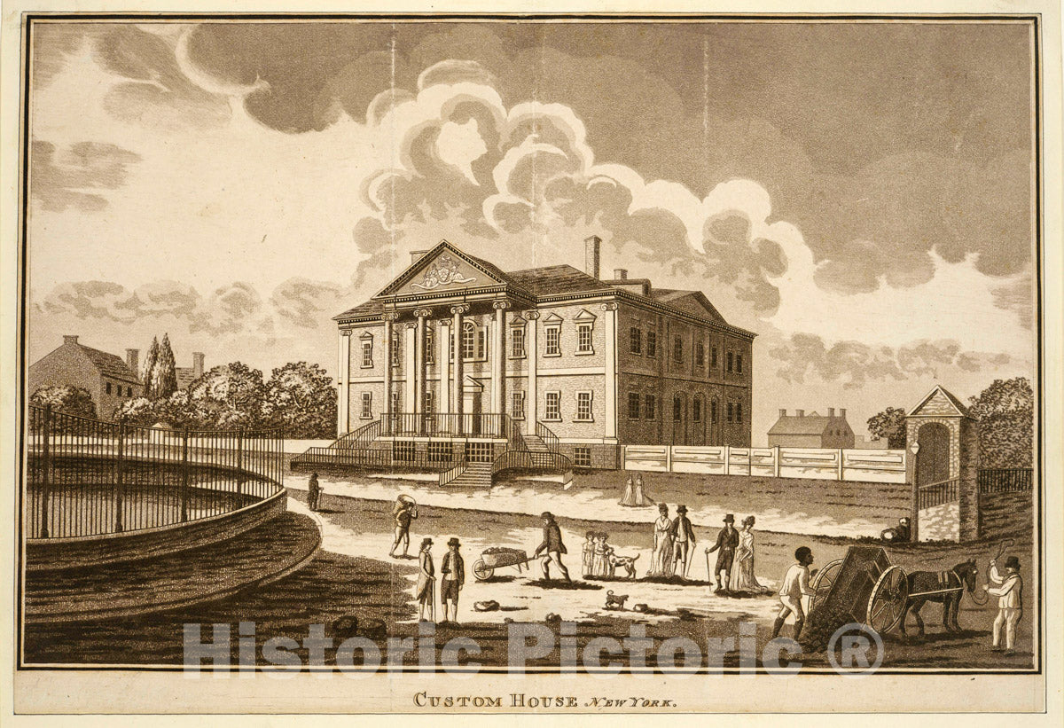 Art Print : 1799, Custom House New York. - Vintage Wall Art