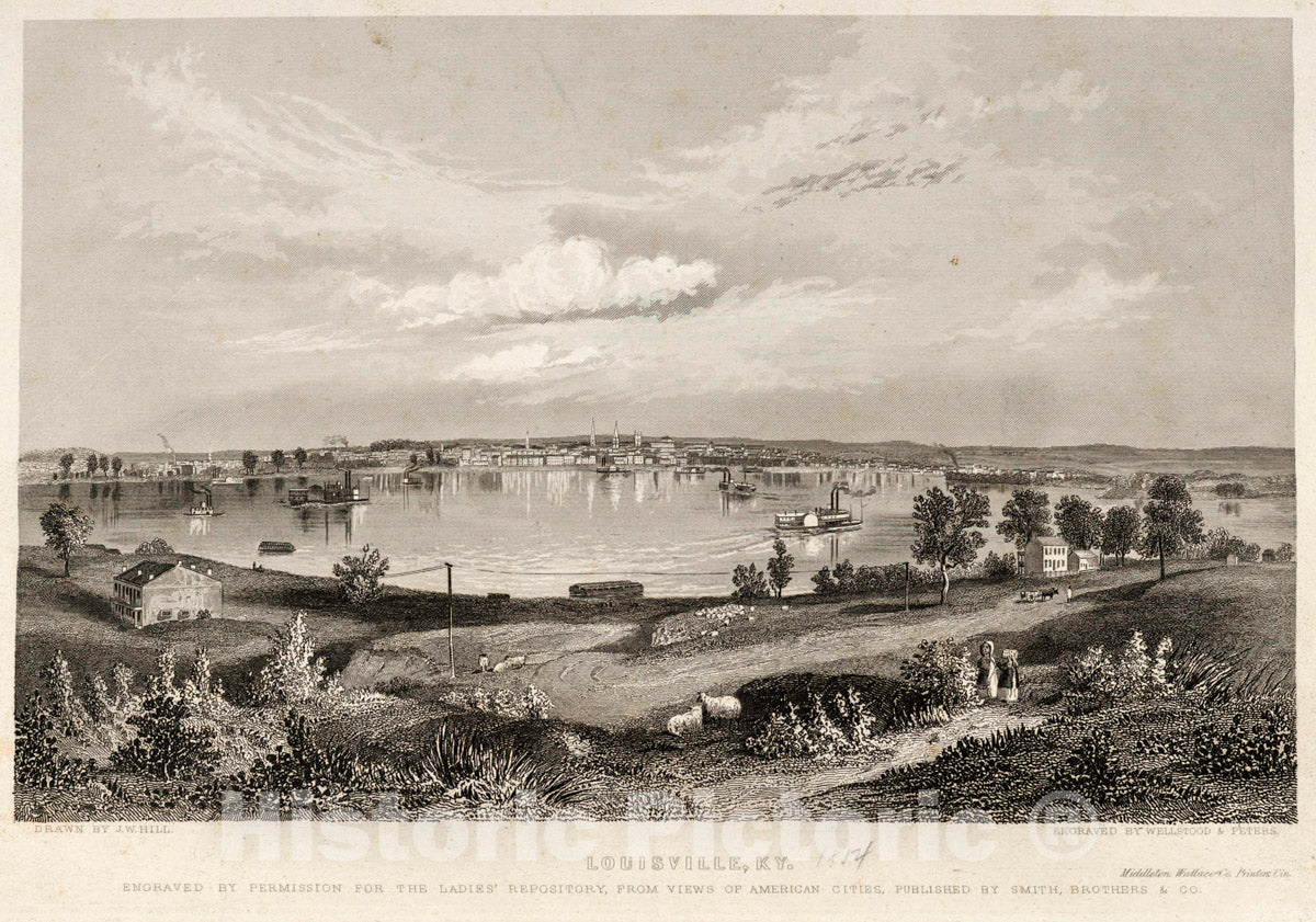 Art Print : 1854, Louisville, Ky. - Vintage Wall Art