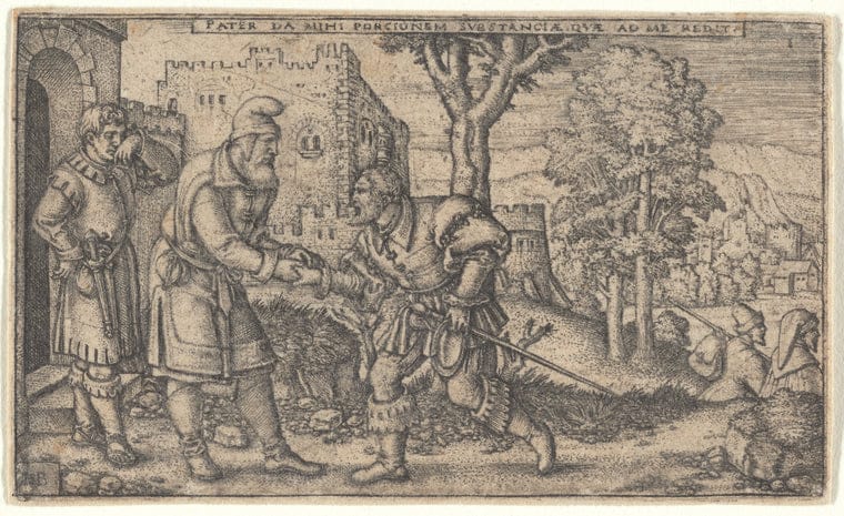 Art Print : The Departure of The Prodigal Son, 1540 - Vintage Wall Art V2