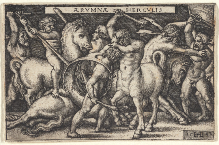 Art Print : Hercules and The Centaurs, 1542 - Vintage Wall Art