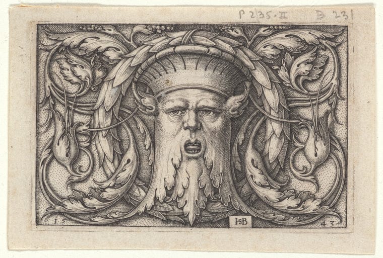 Art Print : Ornament with a Mask, 1543 - Vintage Wall Art