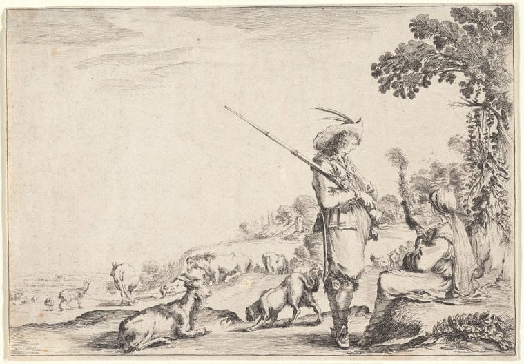 Art Print : Le Florentin a la Chasse, 1601-1700 - Vintage Wall Art V1