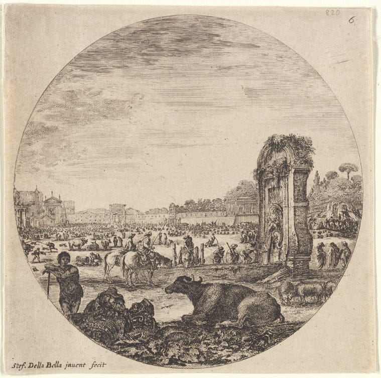 Art Print : Le Campo Vaccino, 1601-1700 - Vintage Wall Art V1
