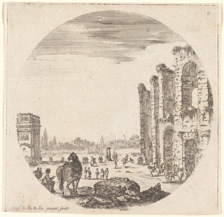 Art Print : A Droite, une Partie du Colisee, et a Gauche, l'arc de Constantin, vue de flanc, 1601-1700 - Vintage Wall Art