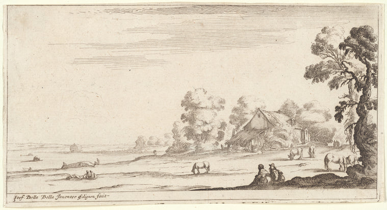 Art Print : Le Berger et la Bergere Assis Dans un paturage, 1601-1700 - Vintage Wall Art