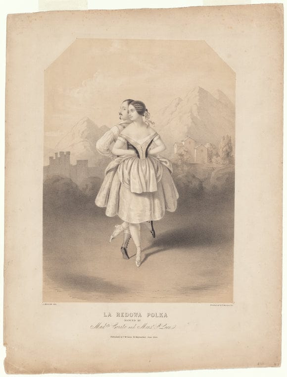 Art Print : La Redowa Polka Danced by Madelle Cerito and Monsr. St. Leon, 1844 - Vintage Wall Art