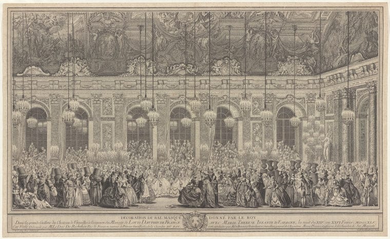 Art Print : Decoration du bal Masque Donne par le Roy Dans la Grande gallerie du Chateau de Versailles, 1688 - Vintage Wall Art