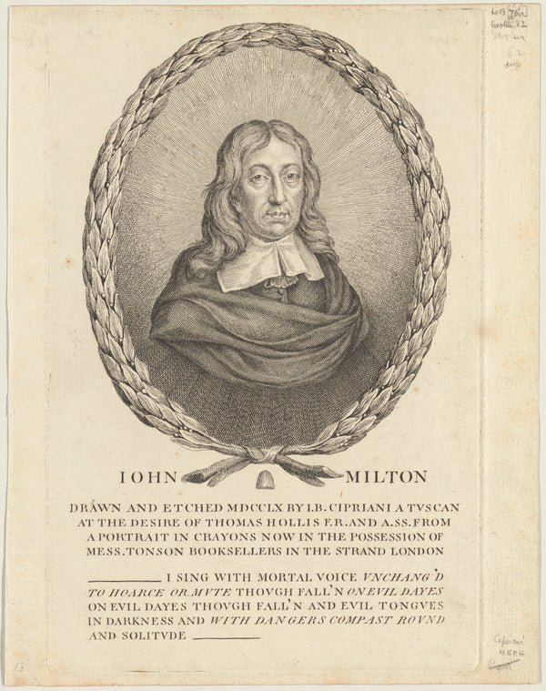 Art Print : John Milton, 1701-1800 - Vintage Wall Art V2