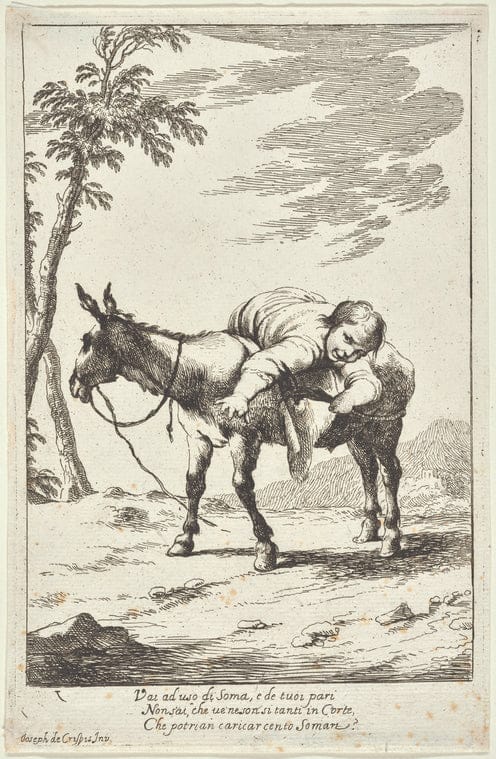Art Print : Bertoldino Fastening Geese into His Belt, 1701-1800 - Vintage Wall Art