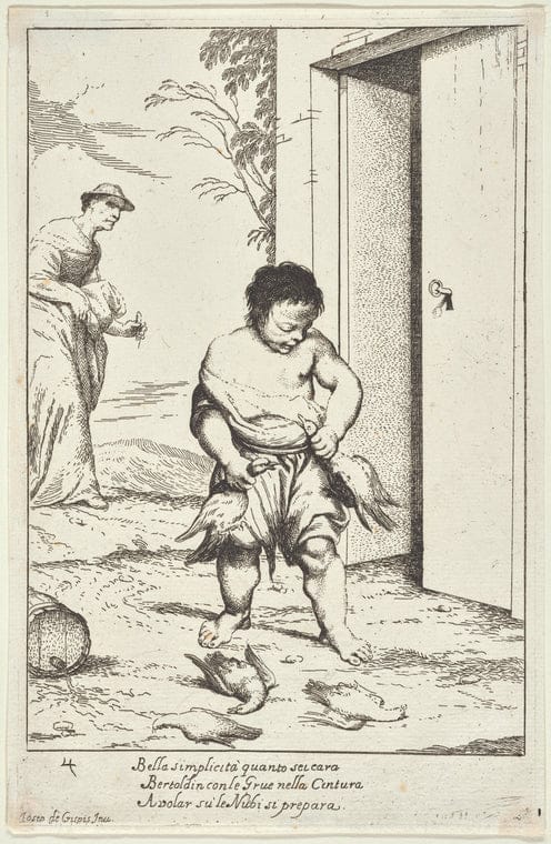Art Print : Bertoldino Falling into The Fish Pond, 1701-1800 - Vintage Wall Art