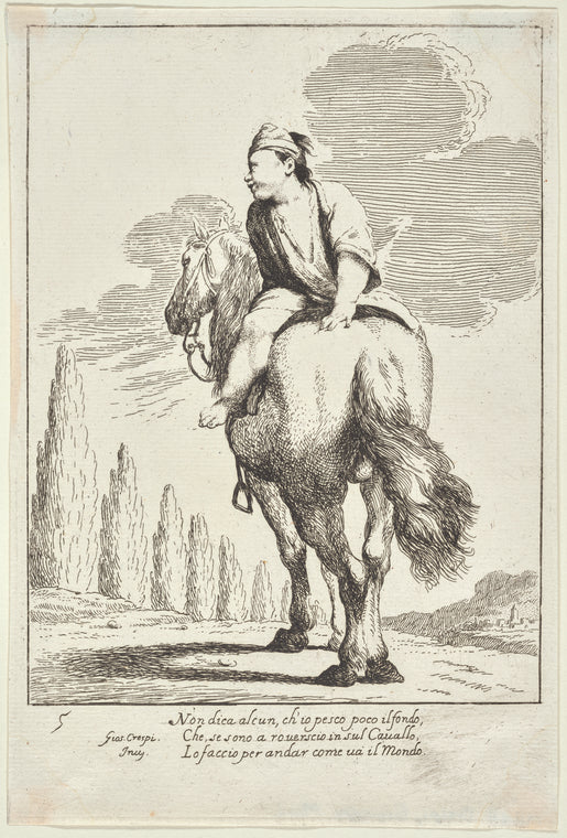 Art Print : Cacasenno on Horseback, 1701-1800 - Vintage Wall Art