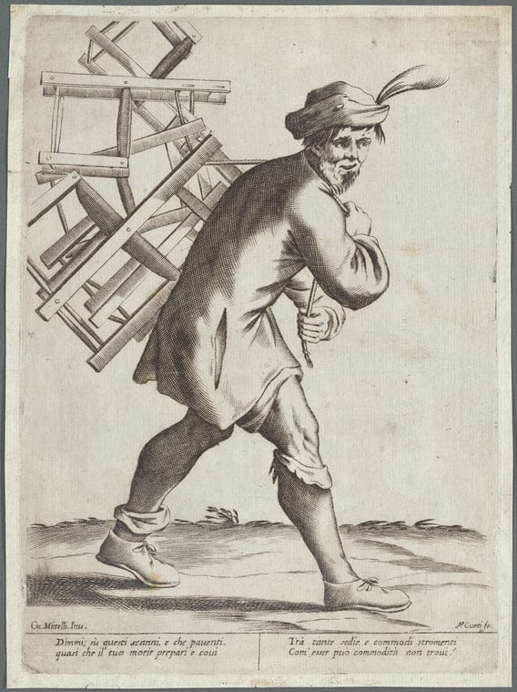 Art Print : The Seller of Chairs, 1601-1700 - Vintage Wall Art