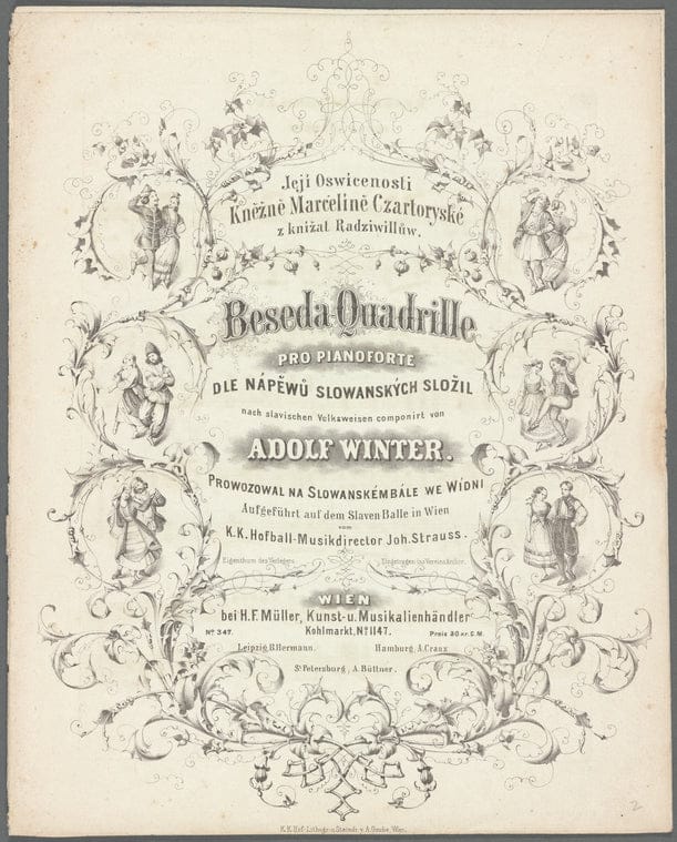 Art Print : Beseda-Quadrille, 1850 - Vintage Wall Art