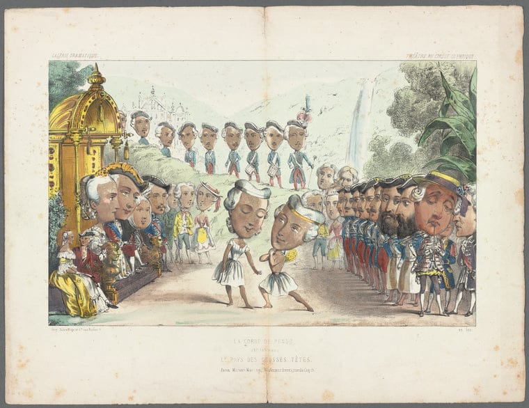 Art Print : La Corde de pendu. (XII Tableau). Le Pays des grosses tetes, 1844 - Vintage Wall Art