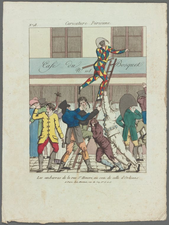 Art Print : Les embarras de la rue St. Honore au Coin de Celle d'Orleans, 1820 - Vintage Wall Art