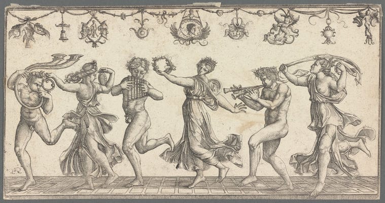 Art Print : Procession of Dancers and Musicians, 1600 - Vintage Wall Art