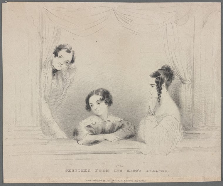 Art Print : Sketches from The King's Theatre, 1836 - Vintage Wall Art
