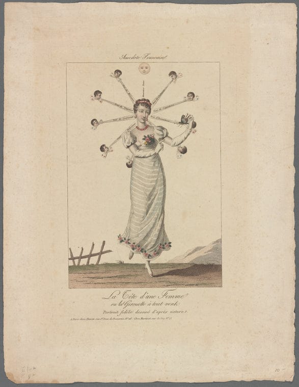 Art Print : La Tete d'une Femme ou la girouette a Tout Vent, 1622 - Vintage Wall Art