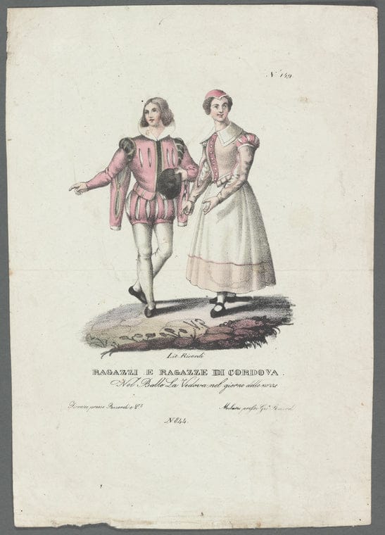 Art Print : Ragazzi e ragazze di Cordova nel ballo La vedova nel Giorno Delle nozze, 1830 - Vintage Wall Art