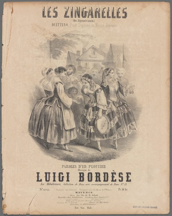 Art Print : Les zingarelles, 1821 - Vintage Wall Art