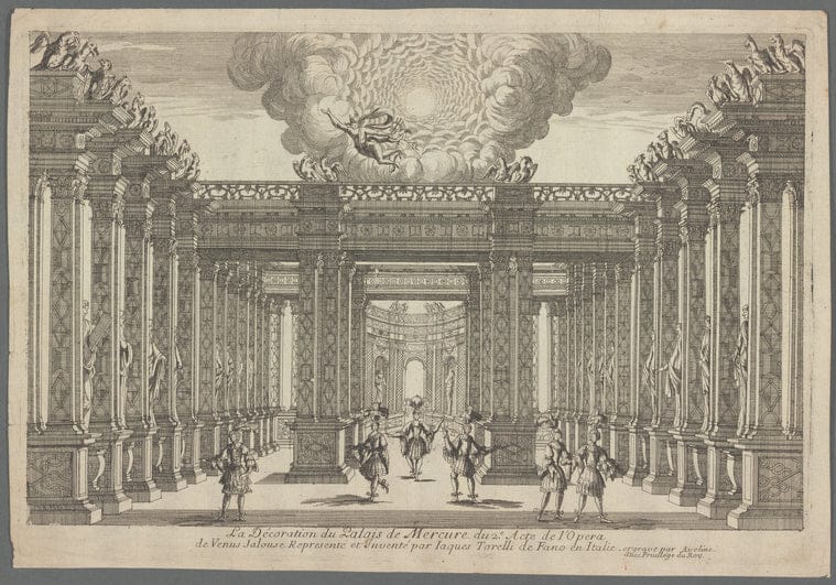 Art Print : La Decoration du Palais de Mercure du 2e acte de l'Opera de Venus Jalouse, 1654 - Vintage Wall Art