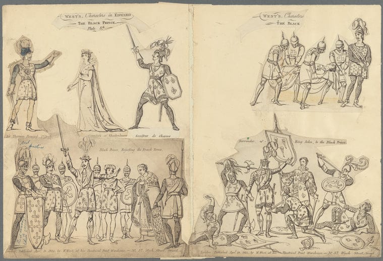 Art Print : Character Sheet for The Drama Edward The Black Prince, 1824 - Vintage Wall Art V1