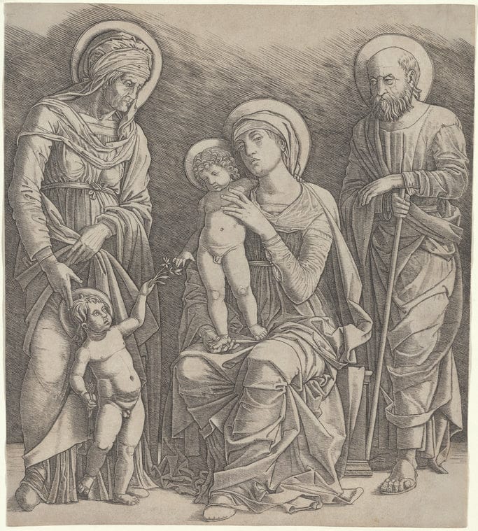 Art Print : Holy Family with St. Elizabeth and The Infant St. John The Baptist, 1501-1600 - Vintage Wall Art