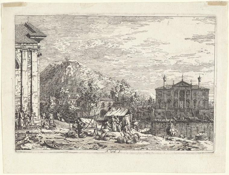 Art Print : La Ville au dela d'une Riviere, 1701-1800 - Vintage Wall Art