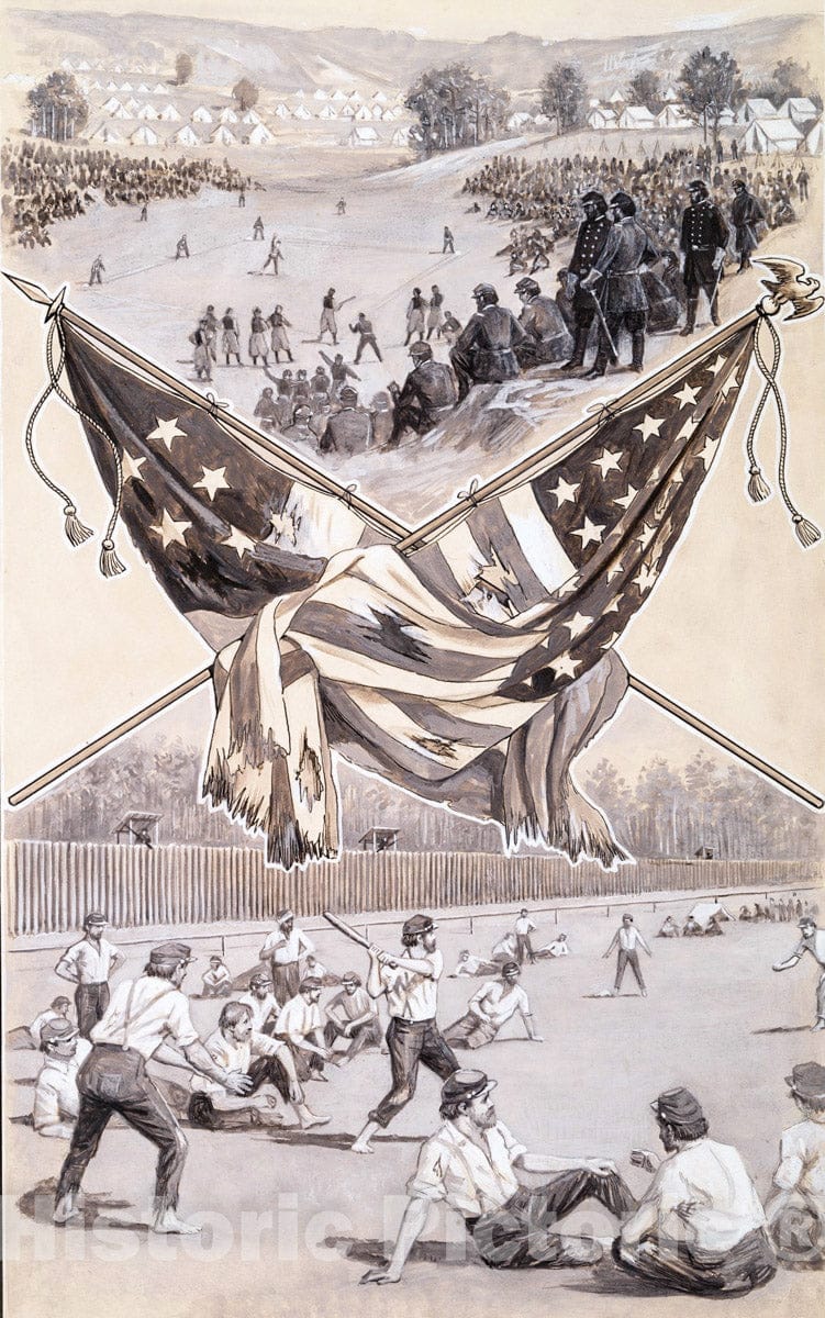 Art Print : On tented Fields - in Prison pens - Vintage Wall Art
