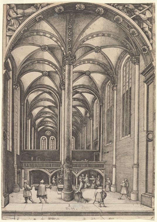 Art Print : View in The Interior of St. Catherine's Church at Augsburg, 1501-1600 - Vintage Wall Art