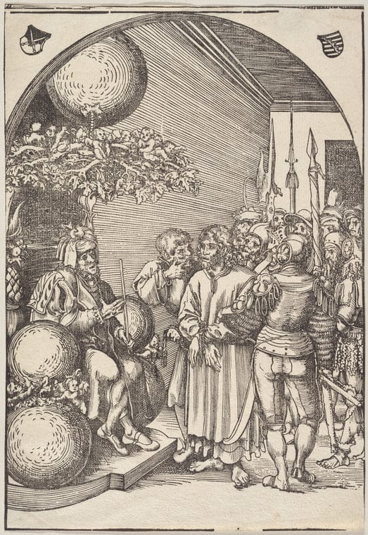 Art Print : Christ Before Caiaphas, 1509 - Vintage Wall Art V1