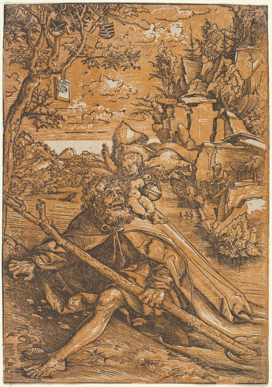 Art Print : St. Christopher, 1509 - Vintage Wall Art