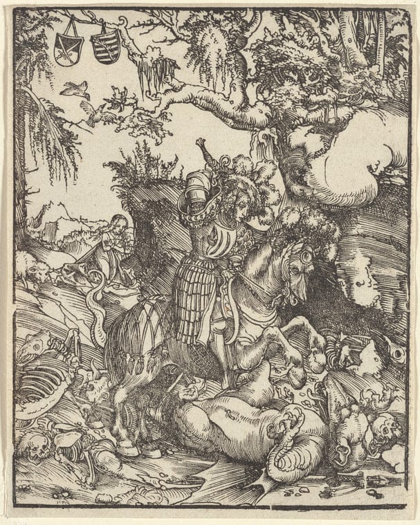 Art Print : St. George Slaying The Dragon, 1510-1515 - Vintage Wall Art