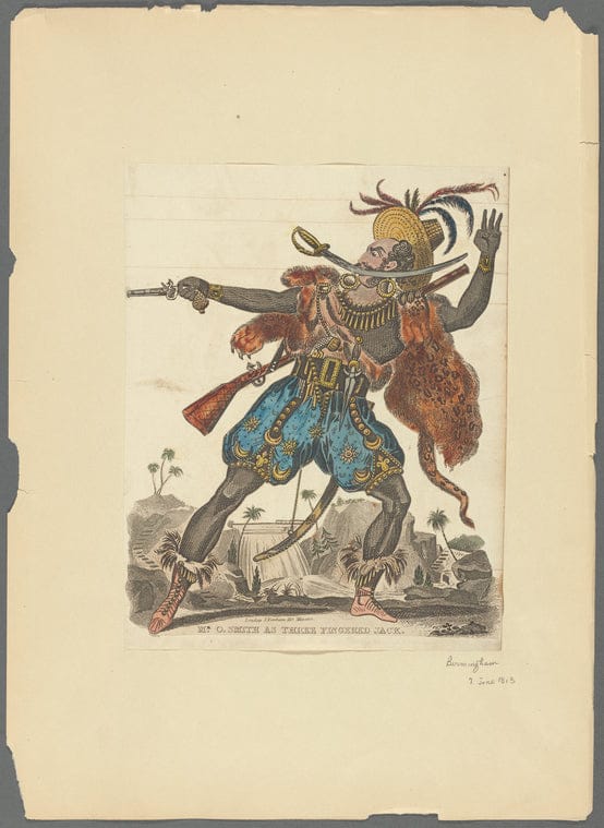 Art Print : Publicity Illustration of Richard John Smith in The Stage Production OBI, or Three-Fingered Jack, 1813 - Vintage Wall Art