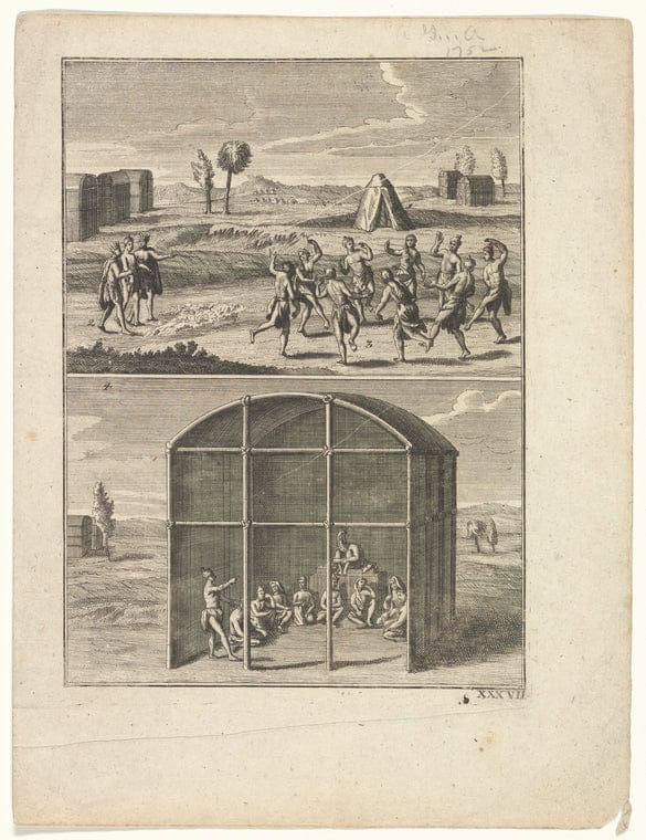 Art Print : Native American Dancing in Prints, 1700 - Vintage Wall Art