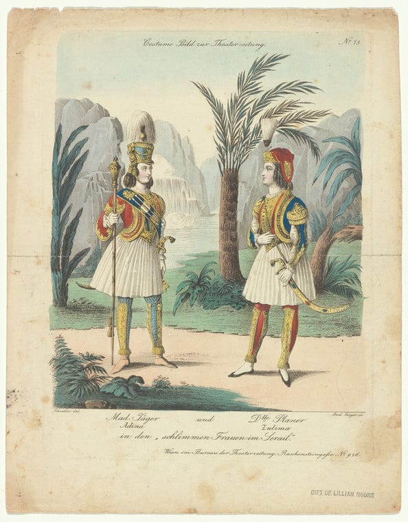 Art Print : Mad. Tager (Adina) und Dlle. Planer (Zulima) in den 'Schlimmen Frauen im Serail', 1765 - Vintage Wall Art