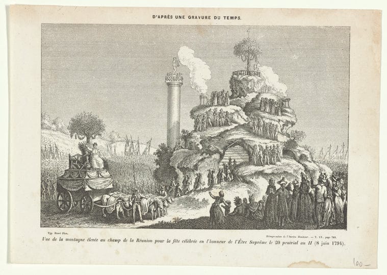 Art Print : Vue de la montagne elevee au Champ de la Reunion Pour la fete celebree en l'honneur de l'AStre Supreme le 20 Prairial an II (8 juin 1794), 1840 - Vintage Wall Art
