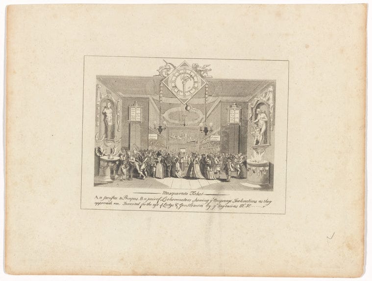 Art Print : Masquerade Ticket, 1697 - Vintage Wall Art