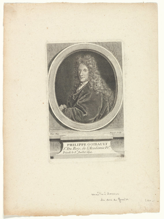 Art Print : Philippe Goibault Sr. Du Bois, de l'Academie Fr[ancai] se, 1700 - Vintage Wall Art