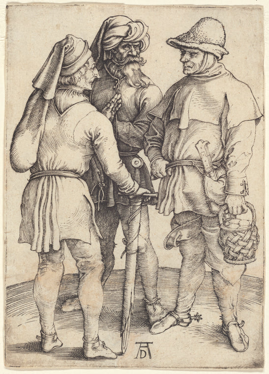 Art Print : Three Peasants in Conversation, 1497 - Vintage Wall Art