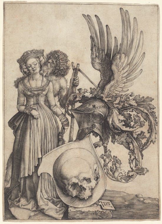 Art Print : Coat of Arms with a Skull, 1503 - Vintage Wall Art