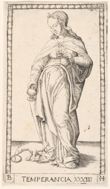 Art Print : Temperance, 1539 - Vintage Wall Art