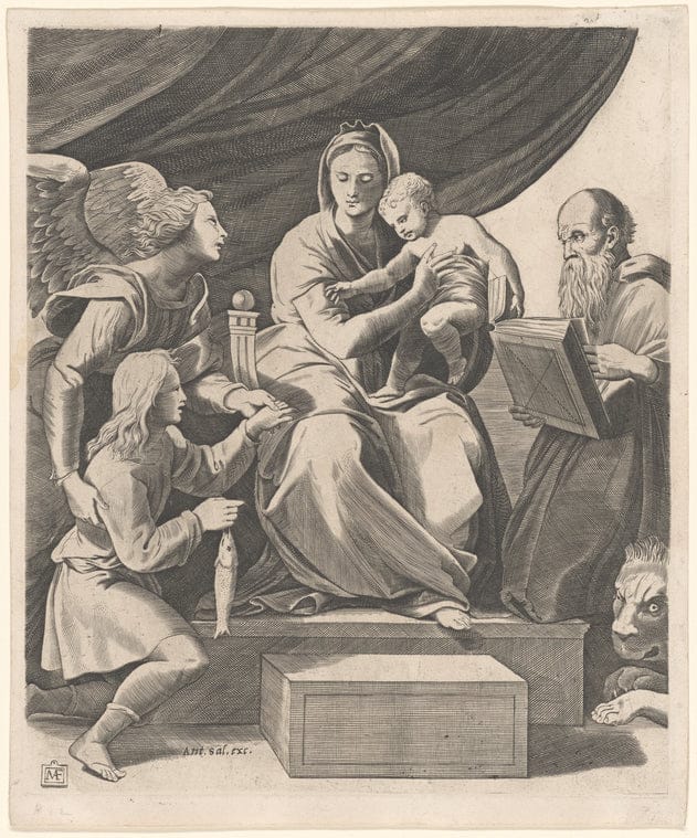 Art Print : The Madonna of The Fish, 1501-1527 - Vintage Wall Art
