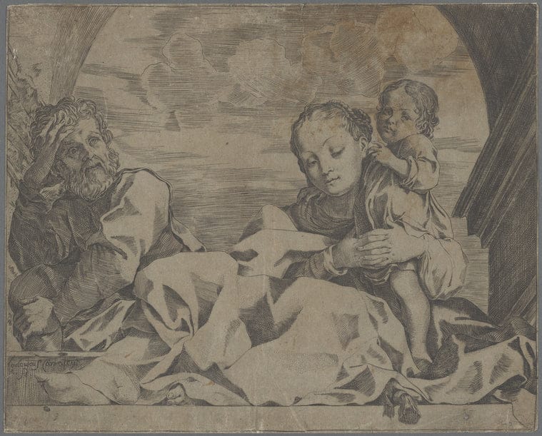 Art Print : The Holy Family Under an Arch, 1588 - Vintage Wall Art