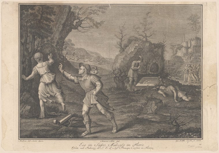 Art Print : Eco in Sasso, Narciso in Fiore, 1784 - Vintage Wall Art