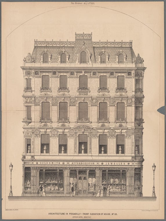 Art Print : Architecture in Piccadilly, 1870 - Vintage Wall Art